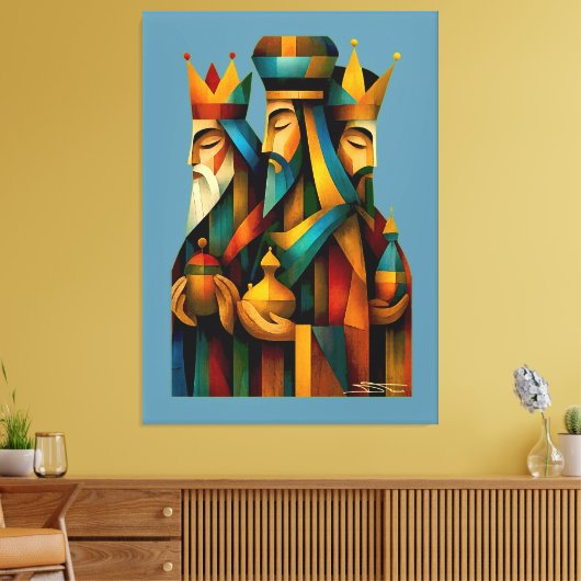 Three Wise Men Abstract Nativity Art Canvas Afdruk (Insitu (Woonkamer))