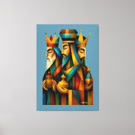 Three Wise Men Abstract Nativity Art Canvas Afdruk