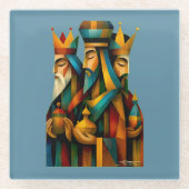 Three Wise Men Abstract Nativity Art  Glazen Onderzetter (Voorkant)