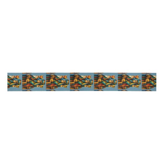 Three Wise Men Abstract Nativity Art  Grosgrain Lint (Voorkant)