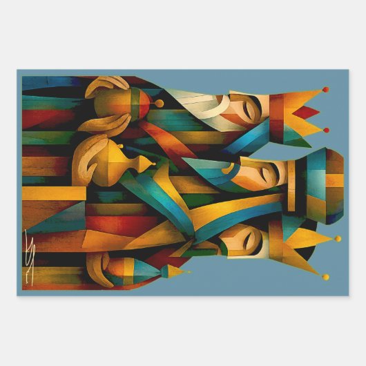 Three Wise Men Abstract Nativity Art  Inpakpapier Vel (Voorkant 2)