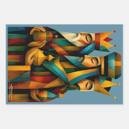 Three Wise Men Abstract Nativity Art  Inpakpapier Vel