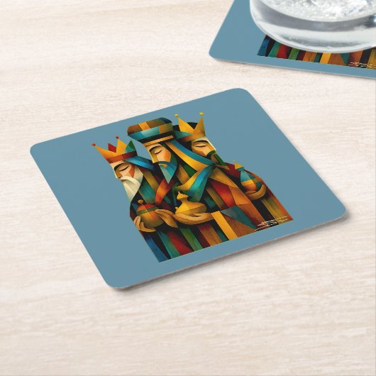 Three Wise Men Abstract Nativity Art  Kartonnen Onderzetters (Schuin)