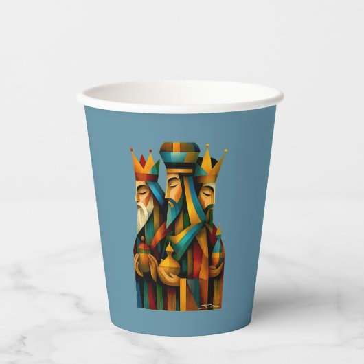 Three Wise Men Abstract Nativity Art  Papieren Bekers (Voorkant)