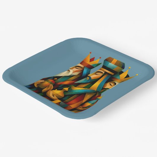 Three Wise Men Abstract Nativity Art  Papieren Bordje (Gebogen)