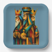 Three Wise Men Abstract Nativity Art  Papieren Bordje (Voorkant)