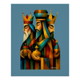Three Wise Men Abstract Nativity Art Perfect Poster