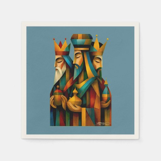 Three Wise Men Abstract Nativity Art  Servet (Voorkant)