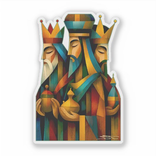 Three Wise Men Abstract Nativity Art  Sticker (Voorkant)