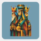 Three Wise Men Abstract Nativity Art  Vierkante Sticker (Voorkant)