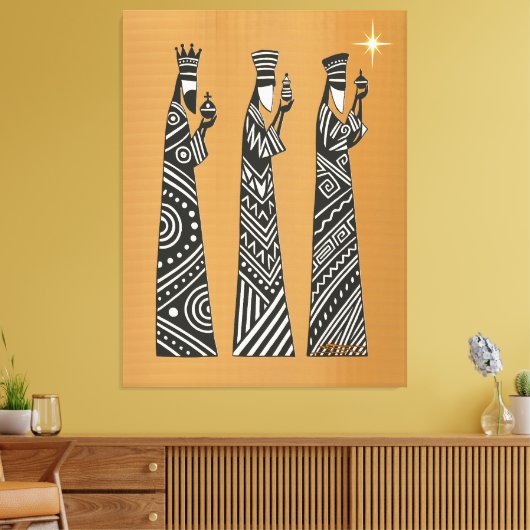 Three Wise Men Black & White Christmas Nativity Canvas Afdruk (Insitu (Woonkamer))