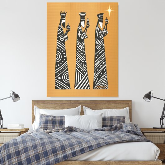 Three Wise Men Black & White Christmas Nativity Canvas Afdruk (Insitu (Slaapkamer))