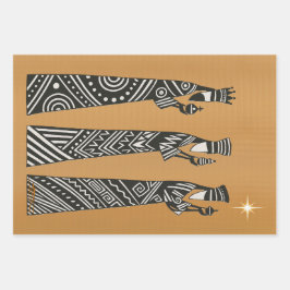 Three Wise Men Black & White Christmas Nativity Inpakpapier Vel
