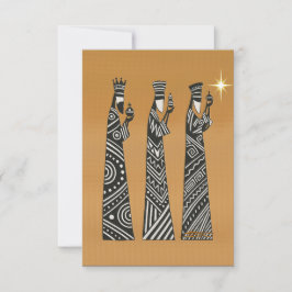 Three Wise Men Black & White Christmas Nativity Kaart
