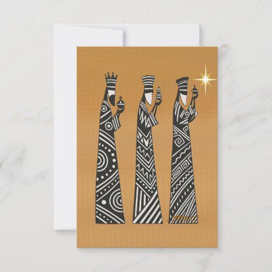 Three Wise Men Black & White Christmas Nativity Kaart (Voorkant)
