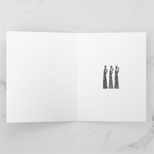 Three Wise Men Black & White Christmas Nativity Kaart (Binnen)