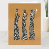 Three Wise Men Black & White Christmas Nativity Kaart (Voorkant)