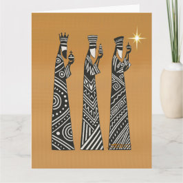 Three Wise Men Black & White Christmas Nativity Kaart