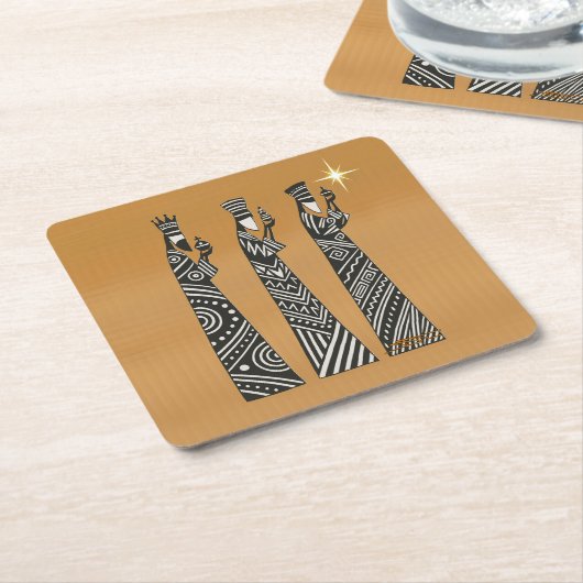 Three Wise Men Black & White Christmas Nativity Kartonnen Onderzetters (Schuin)