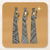 Three Wise Men Black & White Christmas Nativity Kartonnen Onderzetters (Voorkant)