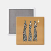 Three Wise Men Black & White Christmas Nativity Magneet (Voorkant / Achterkant)