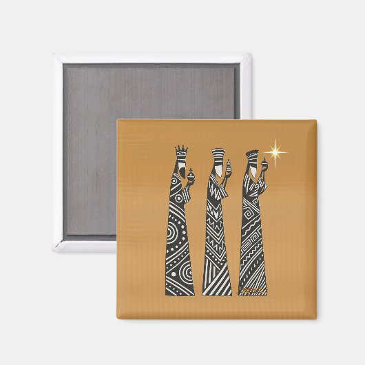 Three Wise Men Black & White Christmas Nativity Magneet (Voorkant / Achterkant)