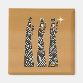 Three Wise Men Black & White Christmas Nativity Magneet