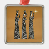 Three Wise Men Black & White Christmas Nativity Metalen Ornament (Voorkant)