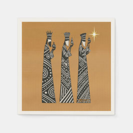 Three Wise Men Black & White Christmas Nativity Servet