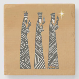 Three Wise Men Black & White Christmas Nativity Stenen Onderzetter