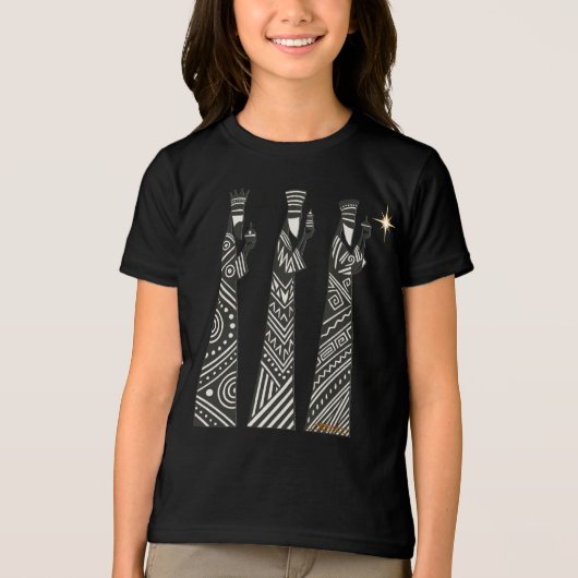 Three Wise Men Black & White Christmas Nativity Tri-Blend Shirt (Voorkant)