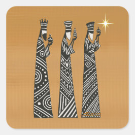 Three Wise Men Black & White Christmas Nativity Vierkante Sticker