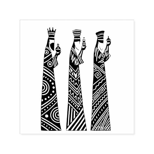 Three Wise Men Black & White Christmas Nativity Zelfinktende Stempel (Design)