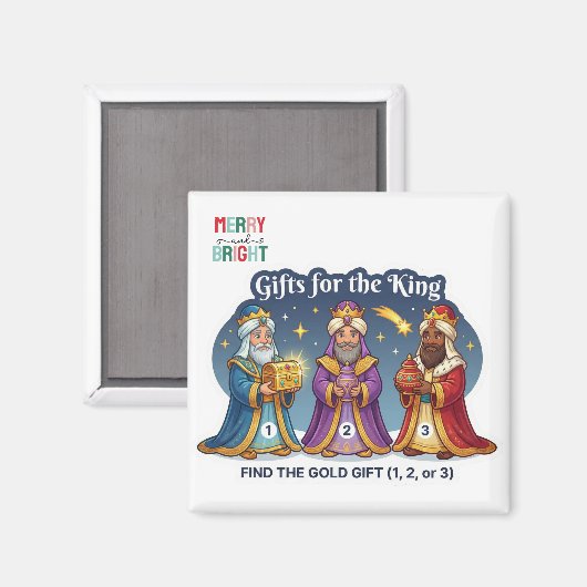 Three Wise Men Christmas Gifts Logic Game Magnet (Voorkant / Achterkant)