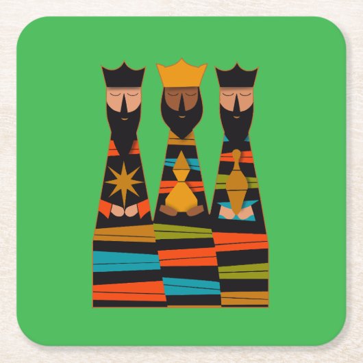 Three Wise Men Modern Mid-Century Kartonnen Onderzetters (Voorkant)