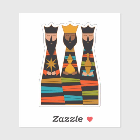 Three Wise Men Modern Mid-Century Sticker (Vel)