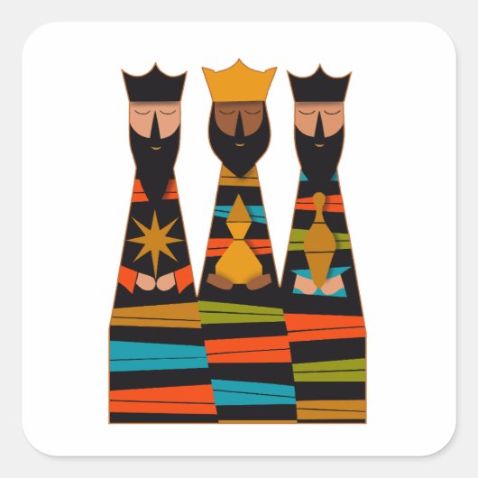 Three Wise Men Modern Mid-Century Vierkante Sticker (Voorkant)