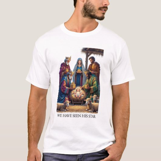 Three Wise Men T-Shirt, Adoration Epiphany Art T-shirt (Voorkant)