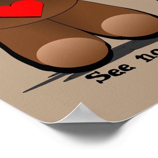 Three Wise Monkeys, Teddy Bear Print (Hoek)