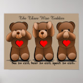 Three Wise Monkeys, Teddy Bear Print (Voorkant)