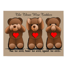 Three Wise Monkeys, Teddy Bear Print