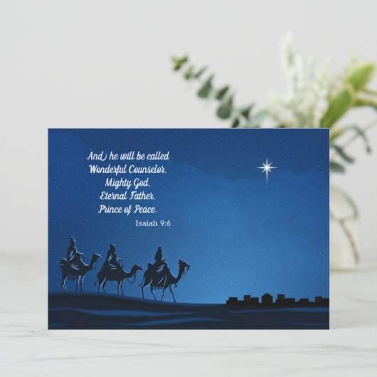 Three Wisemen approach Bethlehem - Personalize Feestdagenkaart (Staand voorkant)