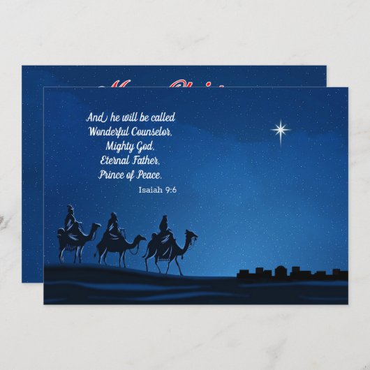 Three Wisemen approach Bethlehem - Personalize Feestdagenkaart (Voorkant / Achterkant)