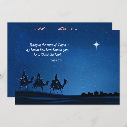 Three Wisemen approaching Bethlehem - Personalize Feestdagenkaart (Voorkant / Achterkant)