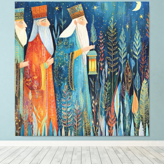 Three Wisemen, Nativity Story, Canvas Afdruk (Insitu (Houten vloer))