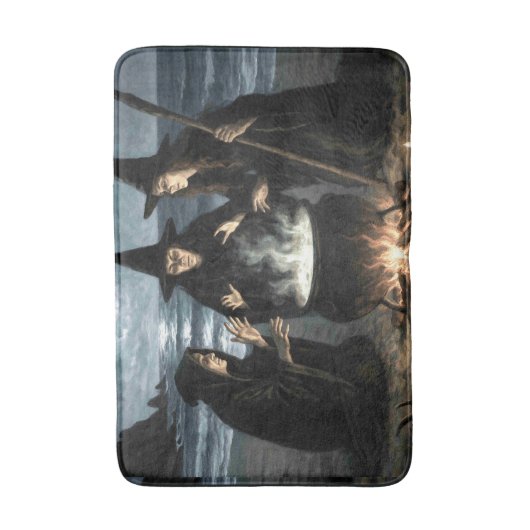 Three Witches Brew Cauldron Full Moon Beach  Badmat (Voorkant Verticaal)
