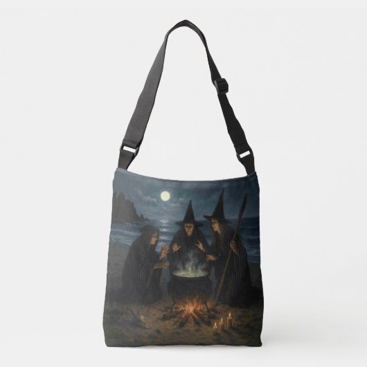 Three Witches Brew Cauldron Full Moon Beach  Crossbody Tas (Voorkant)