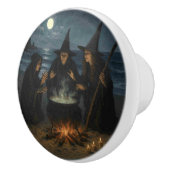 Three Witches Brew Cauldron Full Moon Beach  Keramische Knop (Rechts)