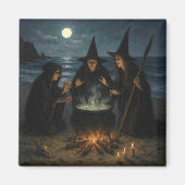 Three Witches Brew Cauldron Full Moon Beach  Magneet (Voorkant)