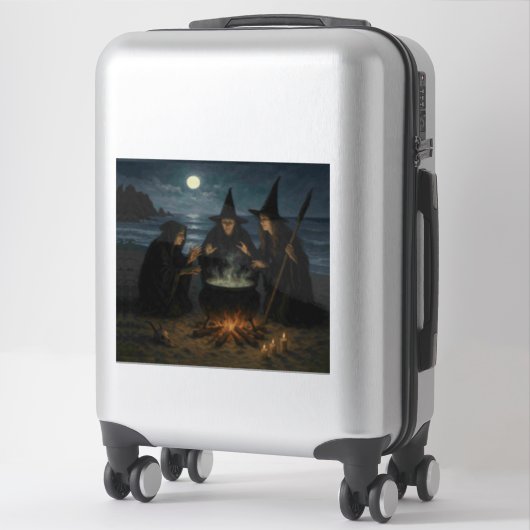 Three Witches Brew Cauldron Full Moon Beach  Sticker (Koffer)